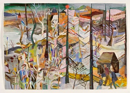Jantien Jongsma Wandeling op de Hoge Veluwe, 100x140cm, mixed media on paper, 2015