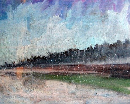 John Konijn: zt (train), acryl en olieverf op linnen, 80 x 100 cm.