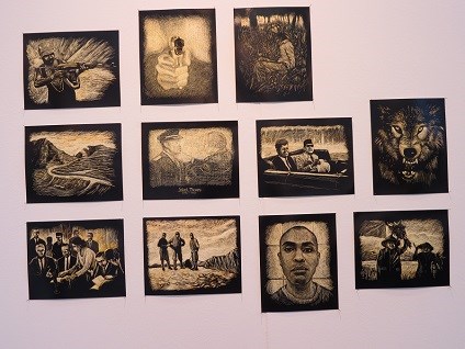 Kleine werken van Maryanto, een Indonesische kunstenaar die nog studeert aan de Rijksacademie. het grote talent van Galerie Heden