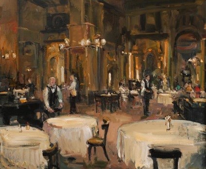 Douwe Elias, 'Restaurant Madrid' 100x120cm. olieverf op doek