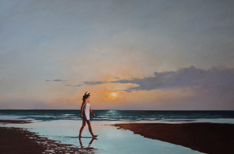 Vrouw op strand