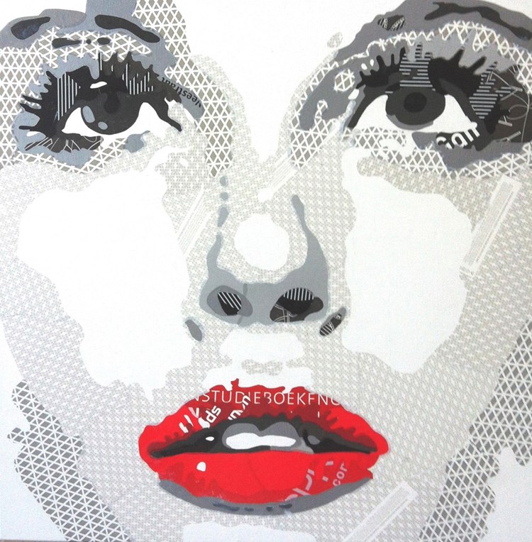 'Expecting', plastic op linnen, Yvonne Michiels